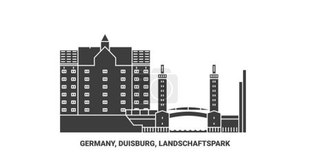 Téléchargez les illustrations : Allemagne, Duisburg, Landschaftspark voyages illustration vectorielle de ligne - en licence libre de droit