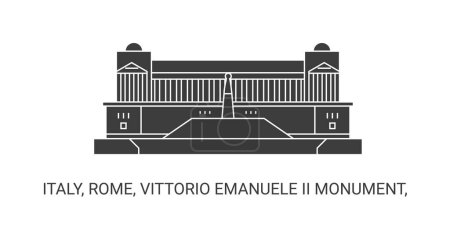 Illustration for Italy, Rome, Vittorio Emanuele Ii Monument, travel landmark line vector illustration - Royalty Free Image