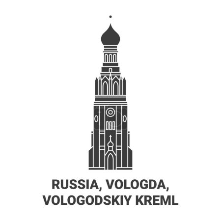 Ilustración de Rusia, Vologda, Vologodskiy Kreml recorrido hito línea vector ilustración - Imagen libre de derechos