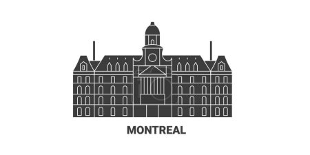 Illustration for Canada, Montreal travel landmark line vector illustration - Royalty Free Image