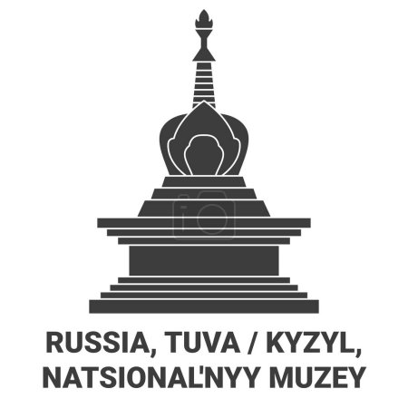 Illustration for Russia, Tuva Kyzyl, Natsionalnyy Muzey travel landmark line vector illustration - Royalty Free Image