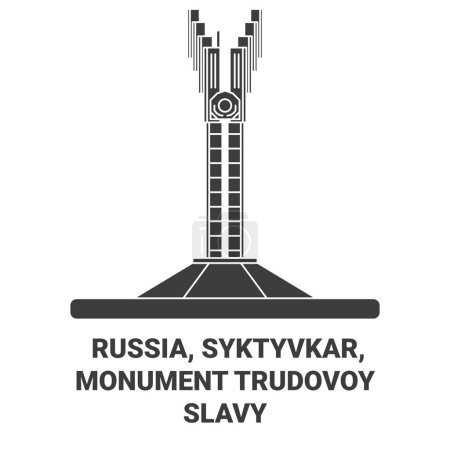 Illustration for Russia, Syktyvkar, Monument Trudovoy Slavy travel landmark line vector illustration - Royalty Free Image