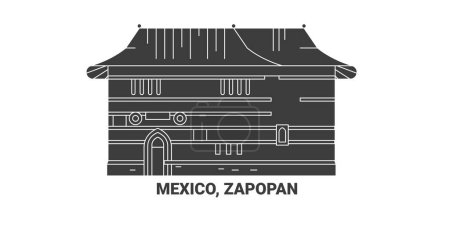 Ilustración de México, Zapopan viaje hito línea vector ilustración - Imagen libre de derechos