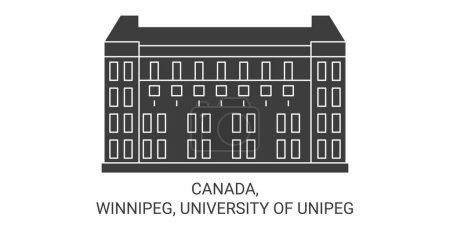 Téléchargez les illustrations : Canada, Winnipeg, University Of Unipeg illustration vectorielle de ligne de voyage - en licence libre de droit