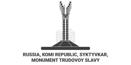 Ilustración de Rusia, República de Komi, Syktyvkar, Monumento Trudovoy Slavy viaje hito línea vector ilustración - Imagen libre de derechos