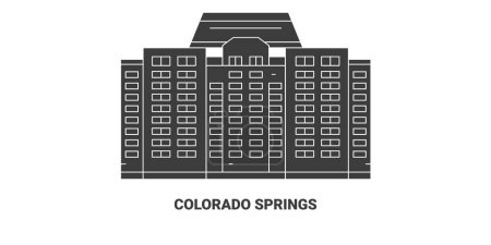 Téléchargez les illustrations : Usa. Illustration vectorielle de ligne de voyage de Colorado Springs - en licence libre de droit
