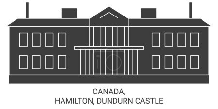 Téléchargez les illustrations : Canada, Hamilton, Dundurn Castle illustration vectorielle de ligne de voyage - en licence libre de droit