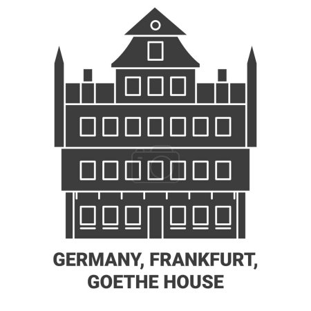Ilustración de Alemania, Fráncfort, Goethe House ilustración vector de línea hito de viaje - Imagen libre de derechos