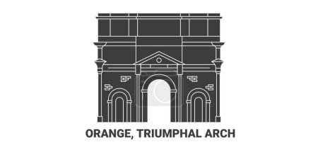 Illustration for France, Orange, Triumphal Arch, travel landmark line vector illustration - Royalty Free Image