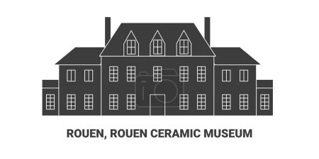 Téléchargez les illustrations : France, Rouen, Musée de la céramique de Rouen, illustration vectorielle de ligne de voyage - en licence libre de droit
