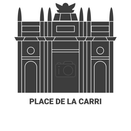Téléchargez les illustrations : France, illustration vectorielle de ligne de voyage de la Place De La Carri - en licence libre de droit
