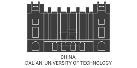 Téléchargez les illustrations : Chine, Dalian, University Of Technology illustration vectorielle de ligne de voyage historique - en licence libre de droit