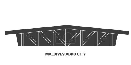 Téléchargez les illustrations : Maldives, Addu City, illustration vectorielle de ligne de repère de voyage - en licence libre de droit