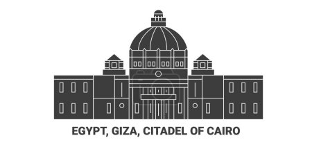 Téléchargez les illustrations : Égypte, Gizeh, Citadelle du Caire, illustration vectorielle de ligne de repère de voyage - en licence libre de droit