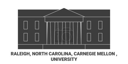 Illustration for United States, Raleigh, North Carolina, Carnegie Mellon , University travel landmark line vector illustration - Royalty Free Image