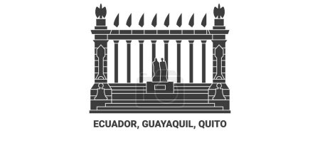 Téléchargez les illustrations : Équateur, Guayaquil, Quito, Malecn 000 voyages illustration vectorielle de ligne historique - en licence libre de droit