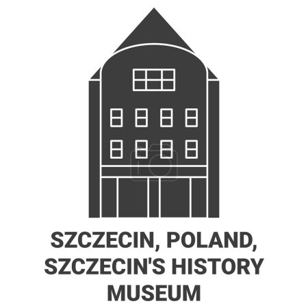 Ilustración de Polonia, Szczecin, Szczecins Museo de Historia recorrido hito línea vector ilustración - Imagen libre de derechos