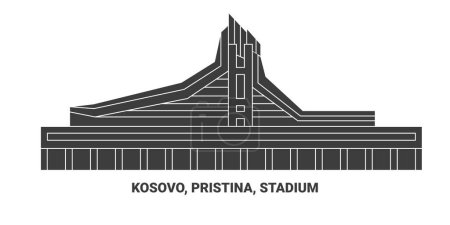 Téléchargez les illustrations : Kosovo, Pristina, Stade Voyage illustration vectorielle ligne historique - en licence libre de droit
