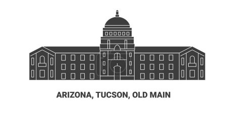 Illustration for United States, Arizona, Tucson, Old Main, travel landmark line vector illustration - Royalty Free Image