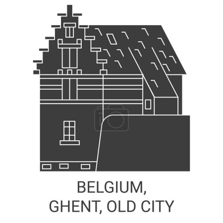 Illustration for Belgium, Ghent, Old City travel landmark line vector illustration - Royalty Free Image