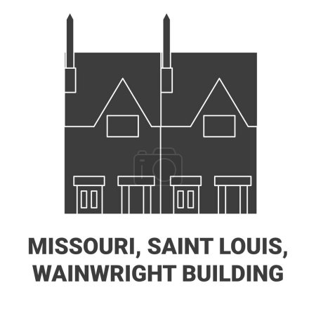 Téléchargez les illustrations : États-Unis, Missouri, Saint Louis, Wainwright Illustration vectorielle de ligne de repère de voyage - en licence libre de droit