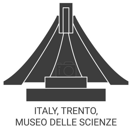 Téléchargez les illustrations : Italie, Trente, Museo Delle Scienze voyages illustration vectorielle de ligne historique - en licence libre de droit