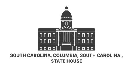 Ilustración de Estados Unidos, Carolina del Sur, Columbia, State House viaje hito línea vector ilustración - Imagen libre de derechos