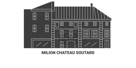France, Saint Emilion Chateau Soutard travel landmark line vector illustration