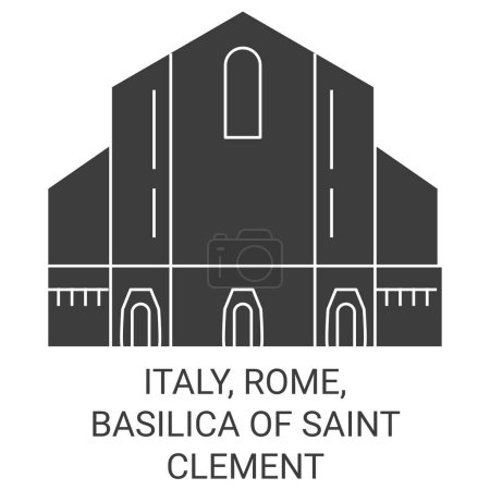 Téléchargez les illustrations : Italie, Rome, Basilique de Saint Clément illustration vectorielle de ligne de voyage - en licence libre de droit