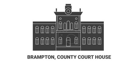Illustration for Canada, Brampton, County Court House, travel landmark line vector illustration - Royalty Free Image