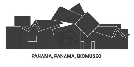Illustration for Panama, Panama, Biomuseo, travel landmark line vector illustration - Royalty Free Image