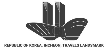 Téléchargez les illustrations : République de Corée, Incheon, Voyages Landsmark, illustration vectorielle de ligne de repère de voyage - en licence libre de droit