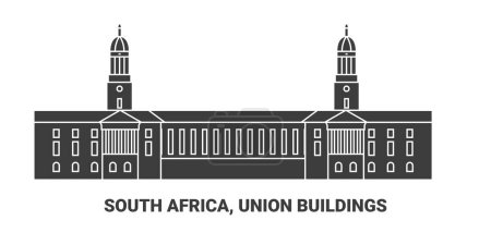 Ilustración de Sudáfrica, Edificios de la Unión, la línea de referencia de viaje vector ilustración - Imagen libre de derechos