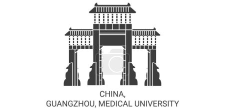 Ilustración de China, Guangzhou, Universidad Médica de viaje hito línea vector ilustración - Imagen libre de derechos