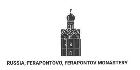 Ilustración de Rusia, Ferapontovo Monasterio recorrido hito línea vector ilustración - Imagen libre de derechos
