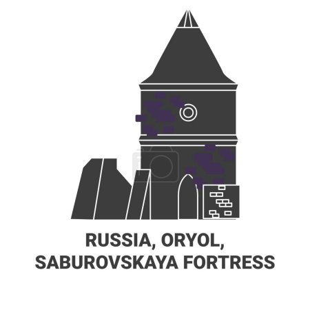 Ilustración de Rusia, Oryol, Saburovskaya Fortaleza recorrido hito línea vector ilustración - Imagen libre de derechos