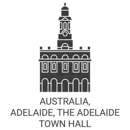 Téléchargez les illustrations : Australie, Adélaïde, L'hôtel de ville d'Adélaïde illustration vectorielle de ligne de voyage - en licence libre de droit