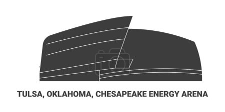 Ilustración de Estados Unidos, Tulsa, Oklahoma, Chesapeake Energy Arena, línea de referencia de viaje vector ilustración - Imagen libre de derechos