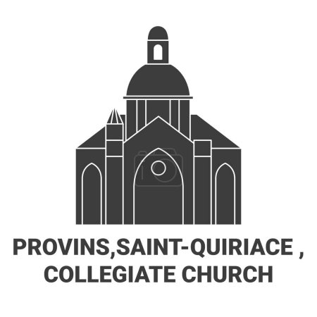 Illustration for France, Provins,Saintquiriace , Collegiate Church travel landmark line vector illustration - Royalty Free Image