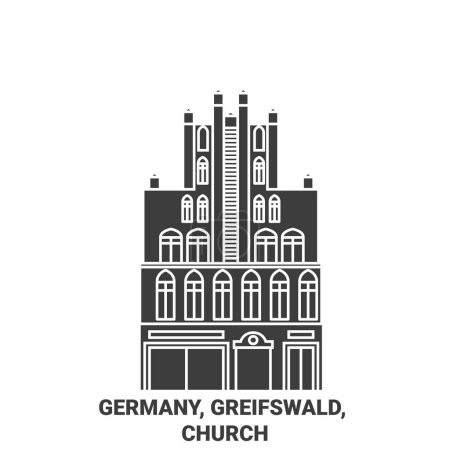Illustration for Germany, Greifswald, Travels Landsmark travel landmark line vector illustration - Royalty Free Image