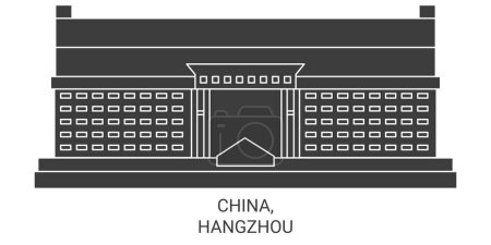 Ilustración de China, Hangzhou viaje hito línea vector ilustración - Imagen libre de derechos