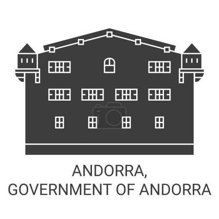 Illustration for Andorra, Government Of Andorra travel landmark line vector illustration - Royalty Free Image