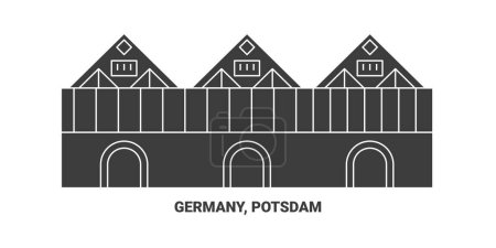 Illustration for Germany, Potsdam travel landmark line vector illustration - Royalty Free Image