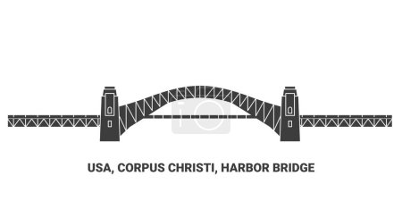 Illustration for Usa, Corpus Christi, Harbor Bridge travel landmark line vector illustration - Royalty Free Image