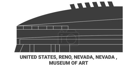 Téléchargez les illustrations : États-Unis, Reno, Nevada, Nevada, Musée d'art illustration vectorielle de ligne de voyage historique - en licence libre de droit