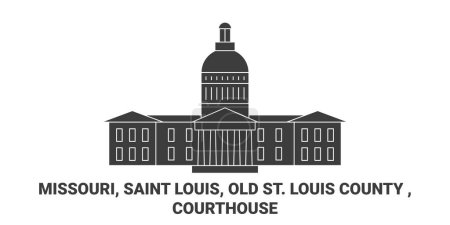 Téléchargez les illustrations : États-Unis, Missouri, Saint Louis, Old St. Louis County, illustration vectorielle de ligne de repère de voyage de palais de justice - en licence libre de droit