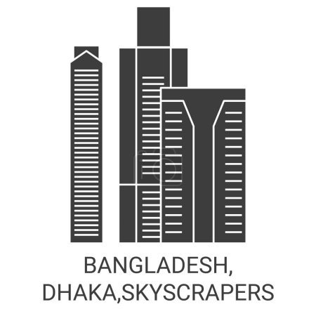 Illustration for Bangladesh, Dhaka,Skyscrapers travel landmark line vector illustration - Royalty Free Image