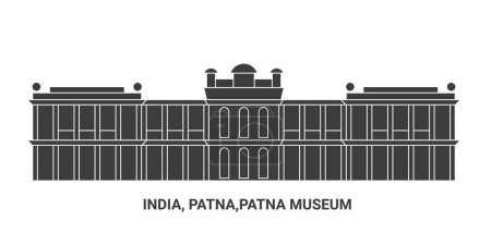 Ilustración de India, Patna, Museo de Patna, ilustración de vector de línea hito de viaje - Imagen libre de derechos