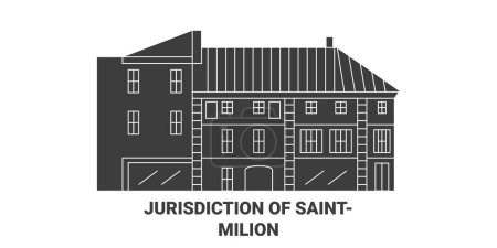 Illustration for France, Jurisdiction Of Saintemilion travel landmark line vector illustration - Royalty Free Image
