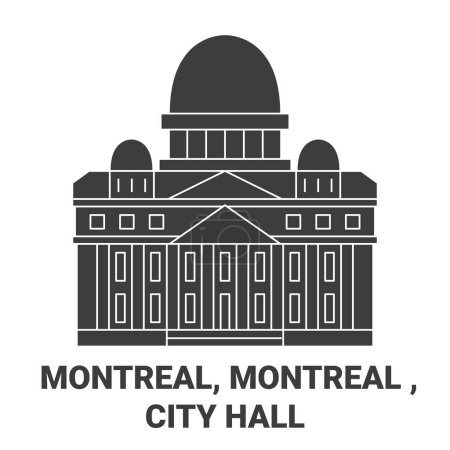 Illustration for Canada, Montreal, Montreal , City Hall travel landmark line vector illustration - Royalty Free Image